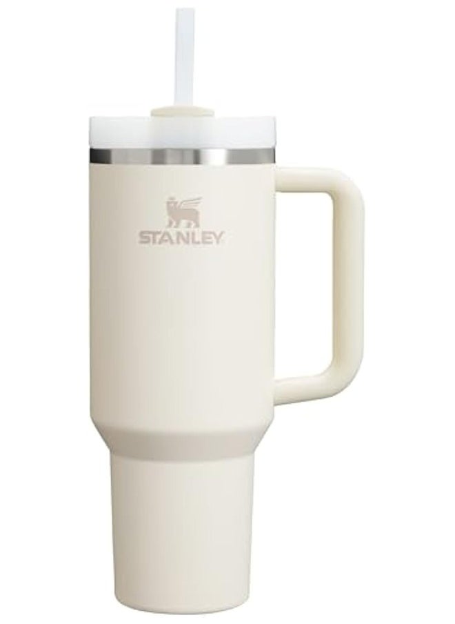 Stanley Quencher H2.0 FlowState Stainless Steel Vacuum Insulated Tumbler with Lid and Straw for Water, Iced Tea or Coffee, Smoothie and More Cream White Stainless Steel 40 oz 32x15x 10cm  - Image 1