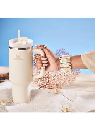 Stanley Quencher H2.0 FlowState Stainless Steel Vacuum Insulated Tumbler with Lid and Straw for Water, Iced Tea or Coffee, Smoothie and More Cream White Stainless Steel 40 oz 32x15x 10cm - view 3