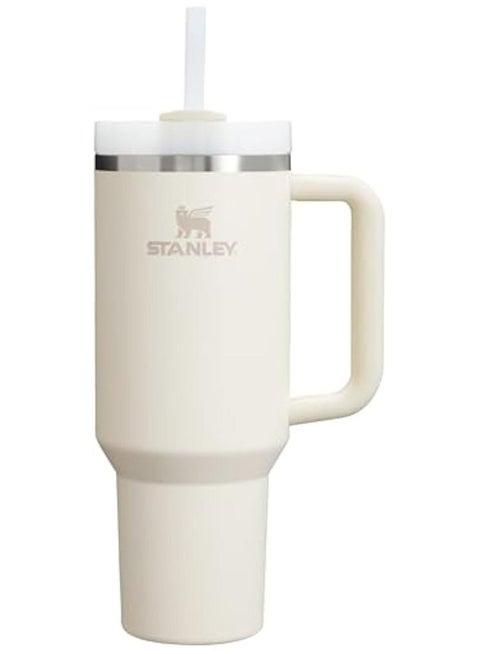 Stanley Quencher H2.0 FlowState Stainless Steel Vacuum Insulated Tumbler with Lid and Straw for Water, Iced Tea or Coffee, Smoothie and More Cream White Stainless Steel 40 oz 32x15x 10cm