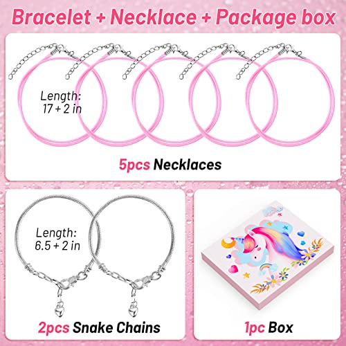 Flasoo DIY Charm Bracelet Making Kit, Jewelry Kit with Unicorn Mermaid Pink Stuff Craft Gifts for Birthday, Christmas, New Year - Image 3
