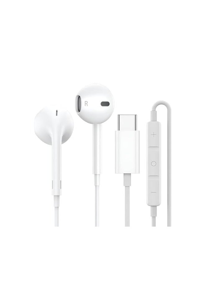 سماعات رأس داخل الأذن بمنفذ USB نوع C بجودة صوت هاي فاي ستيريو وتقنية خفض الضوضاء مع ميكروفون وتحكم في الصوت متوافقة مع موبايل سامسونج S20/S10 وهواوي P40/P30 وميت 20 وجوجل بيكسل