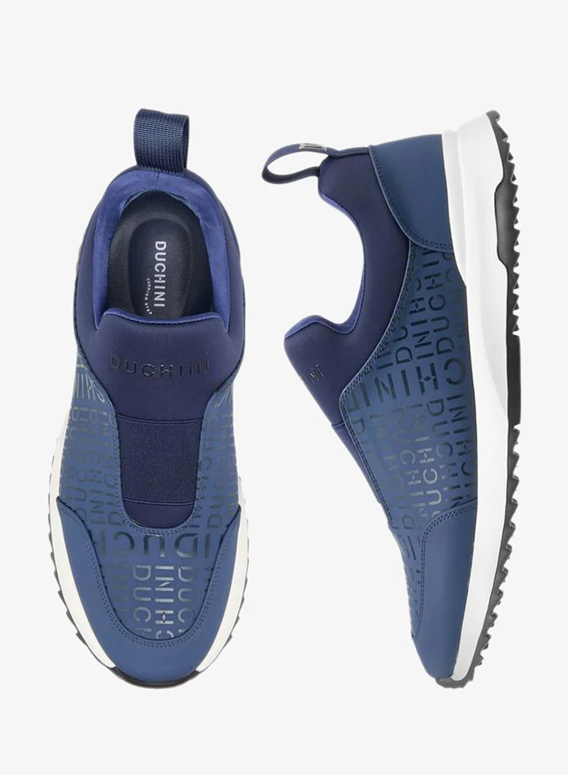 DUCHINI BLUE Men Monogram Print Slip-On Sneakers for Men | Best Price UAE