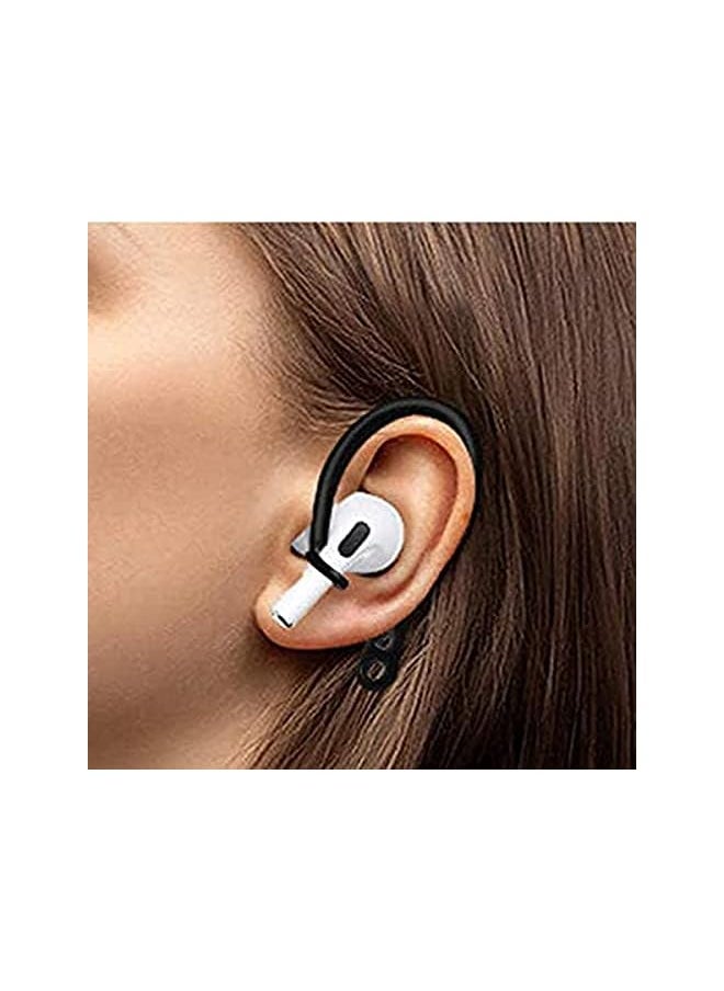 Delfino - Ear Hooks For Air Pods 2 1 2 Pairs Earphone Holders Anti Slip Over Ear Soft Tpu Earhook Earbuds Cover Earhooks For Outdoor Running Jogging Compatible With Air Pods 1 And 2 Black White - Image 1