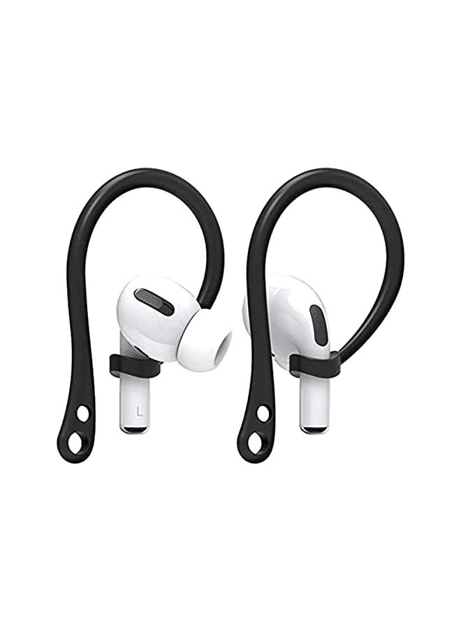 Delfino - Ear Hooks For Air Pods 2 1 2 Pairs Earphone Holders Anti Slip Over Ear Soft Tpu Earhook Earbuds Cover Earhooks For Outdoor Running Jogging Compatible With Air Pods 1 And 2 Black White - Image 1