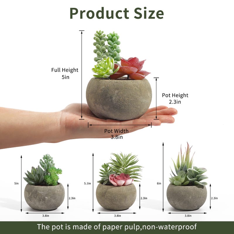 SPEPLA Succulents Plants Artificial 4 Pack, Mini Fake Succulents in Pots, Assorted Small Faux Succulent Decorative for Living Room Home Office Decor - Image 2