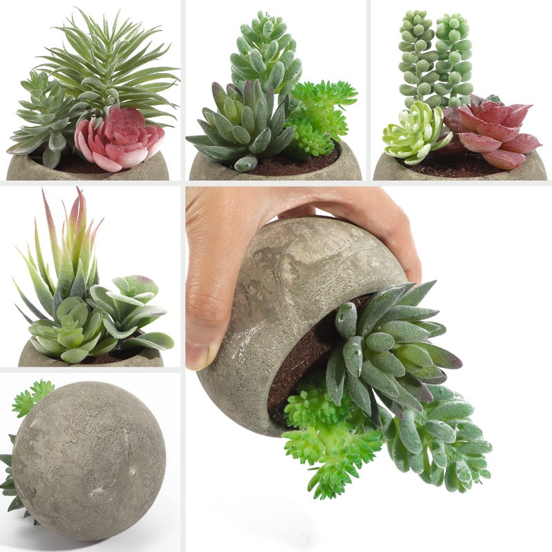 SPEPLA Succulents Plants Artificial 4 Pack, Mini Fake Succulents in Pots, Assorted Small Faux Succulent Decorative for Living Room Home Office Decor - Image 4