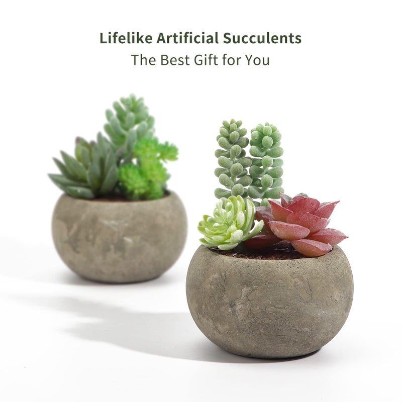 SPEPLA Succulents Plants Artificial 4 Pack, Mini Fake Succulents in Pots, Assorted Small Faux Succulent Decorative for Living Room Home Office Decor - Image 3