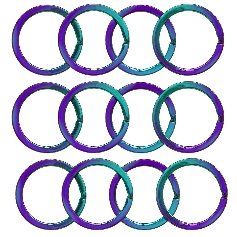 Silipac Silipac Metal Key Ring (12 pcs) - Iridescent Strong Keychain Rings for Car Keys, Home, School, Office, DIY Crafts - Flat Split Key Rings Heavy Duty Dog Ring Tag (1.14 in)  - Image 4
