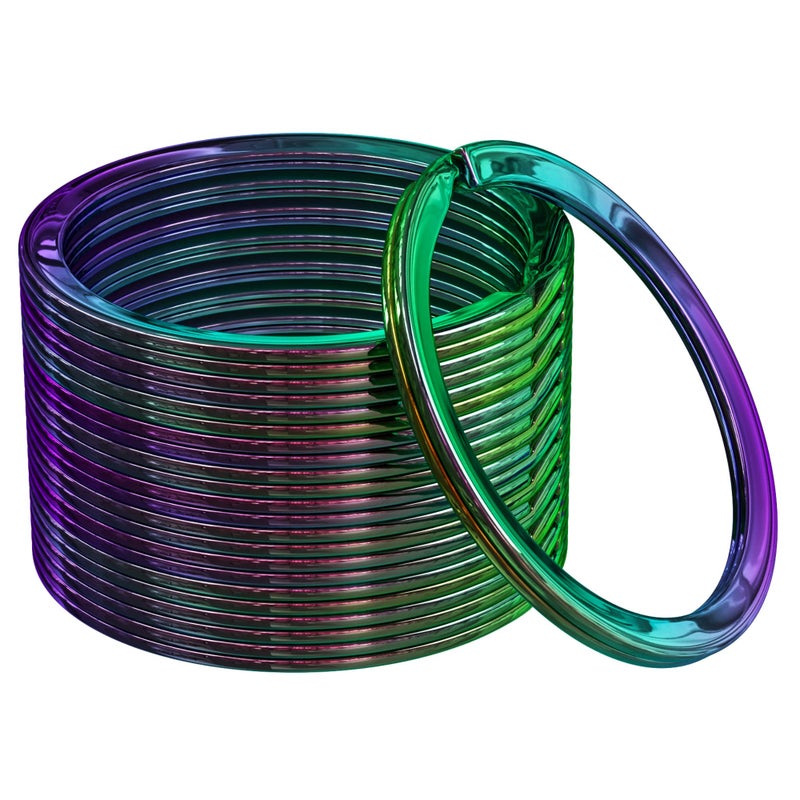 Silipac Silipac Metal Key Ring (12 pcs) - Iridescent Strong Keychain Rings for Car Keys, Home, School, Office, DIY Crafts - Flat Split Key Rings Heavy Duty Dog Ring Tag (1.14 in)  - Image 1