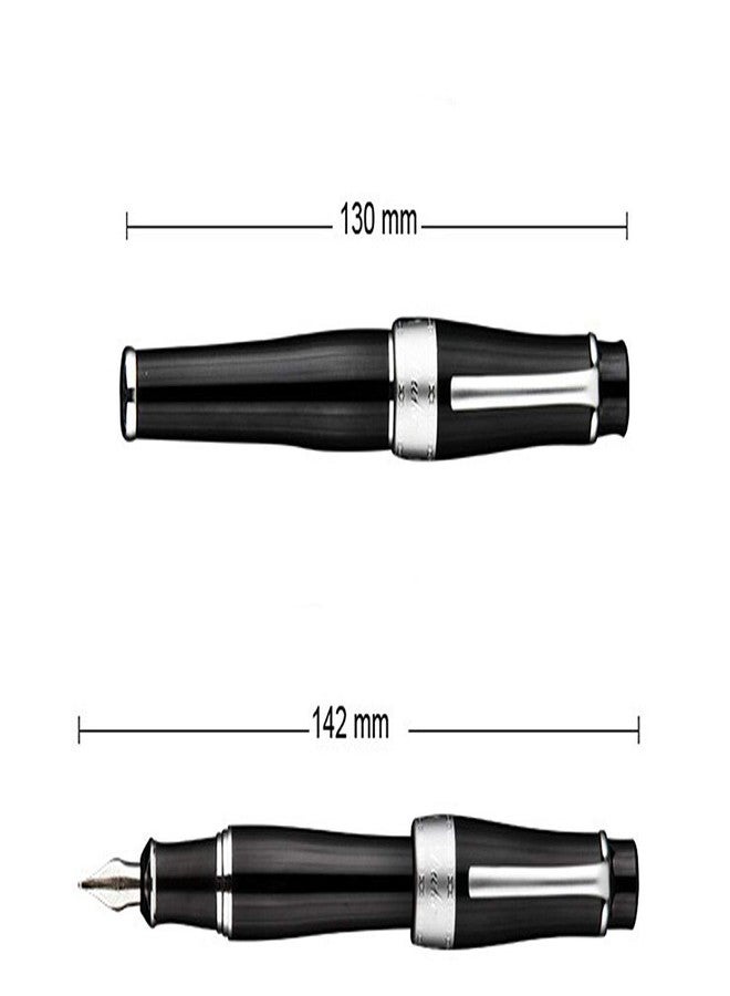 Asvine Duke Charlie Chaplin Fountain Pen Fine Nib, Unique Design Collection Black Heavy Pen with Pouch - Image 4