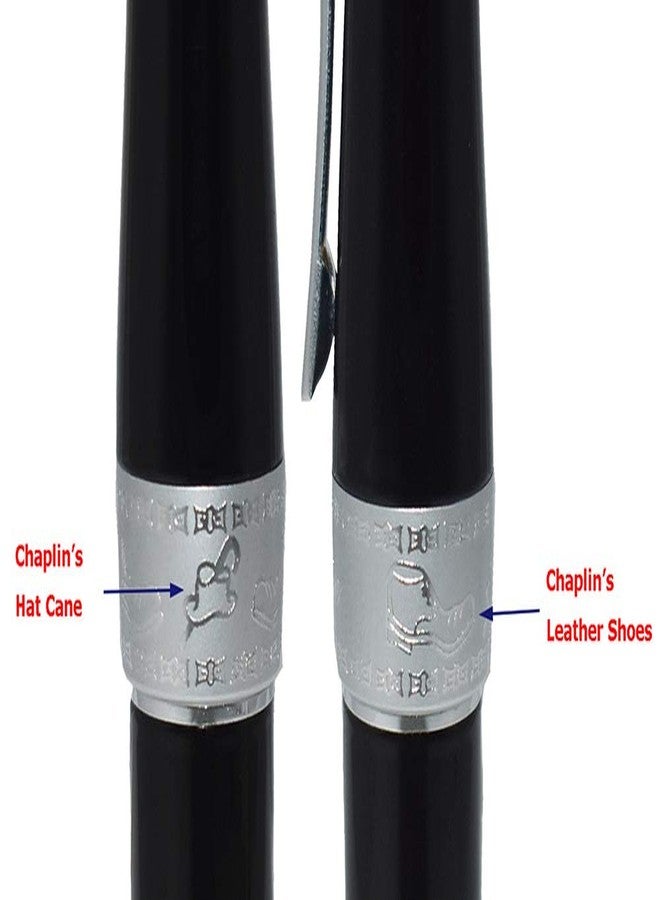 Asvine Duke Charlie Chaplin Fountain Pen Fine Nib, Unique Design Collection Black Heavy Pen with Pouch - Image 5