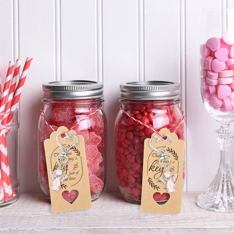 GWHOLE Angel Keychains with White Organza Bags & Gift Tags for 30 Guests, Baby Shower Guest Gifts Baptism Favors Wedding Favors for Guests, Pink - Image 5