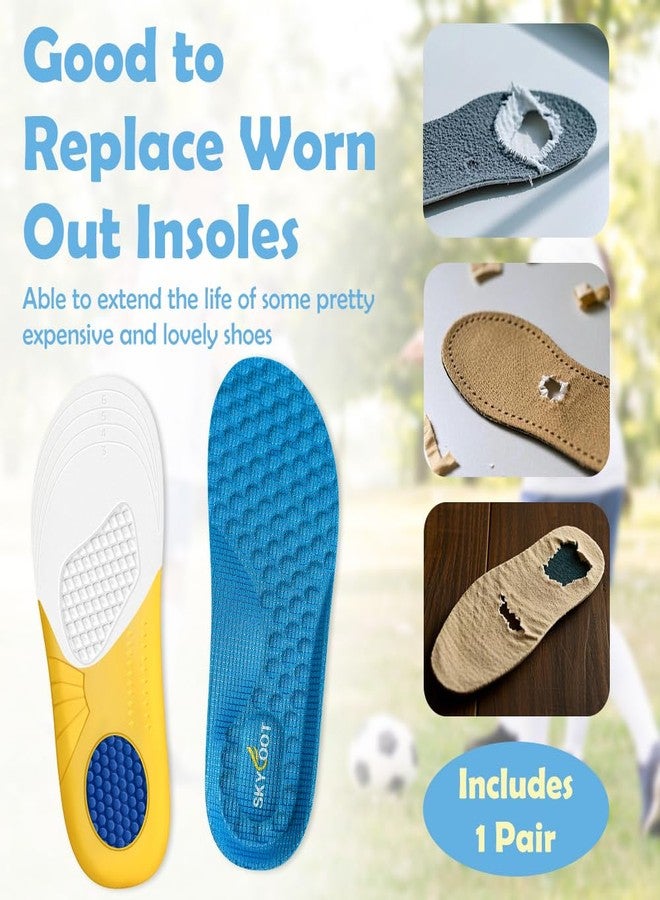 Skyfoot Shoe Insoles for Kids Worn Down Inserts Replacement, Comfy, Breathable, Cut to Fit Sturdy Shoe Soles for Child Sneakers (Blue - 1 Pair, Big Kids: 3-6) - Image 2