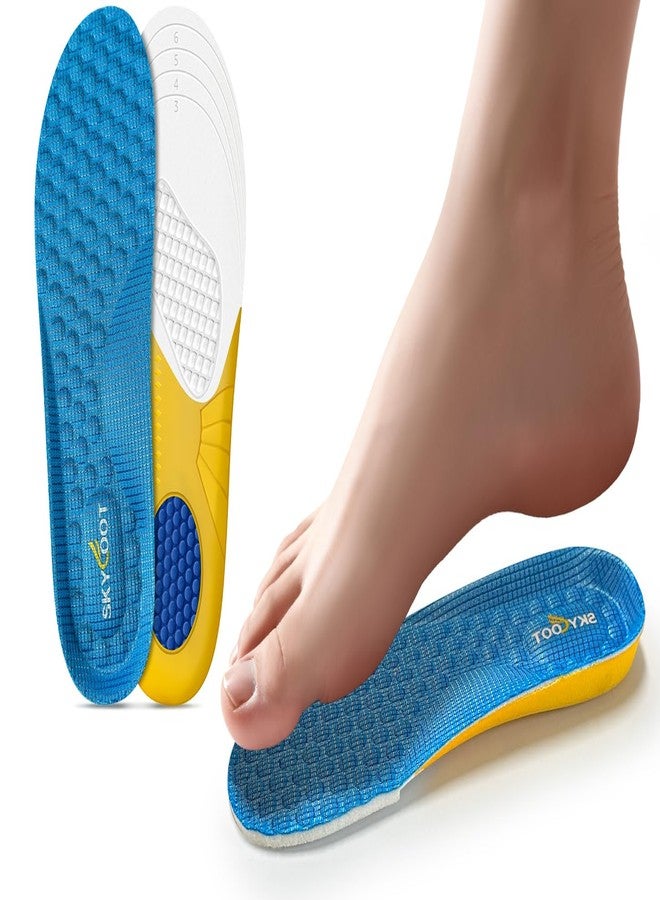 Skyfoot Shoe Insoles for Kids Worn Down Inserts Replacement, Comfy, Breathable, Cut to Fit Sturdy Shoe Soles for Child Sneakers (Blue - 1 Pair, Big Kids: 3-6) - Image 1