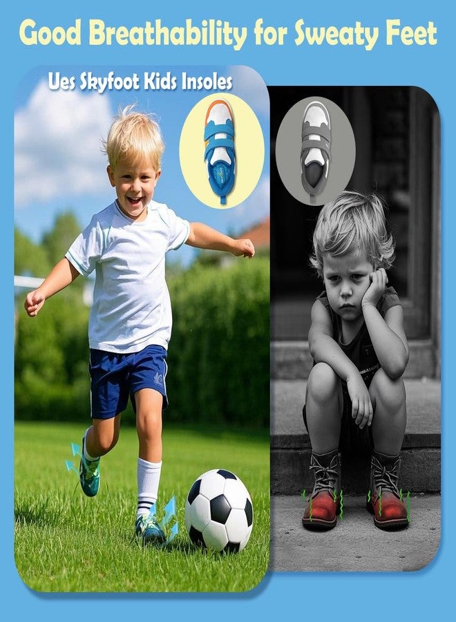 Skyfoot Shoe Insoles for Kids Worn Down Inserts Replacement, Comfy, Breathable, Cut to Fit Sturdy Shoe Soles for Child Sneakers (Blue - 1 Pair, Big Kids: 3-6) - Image 3