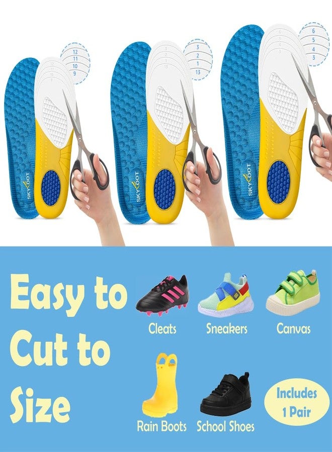 Skyfoot Shoe Insoles for Kids Worn Down Inserts Replacement, Comfy, Breathable, Cut to Fit Sturdy Shoe Soles for Child Sneakers (Blue - 1 Pair, Big Kids: 3-6) - Image 5
