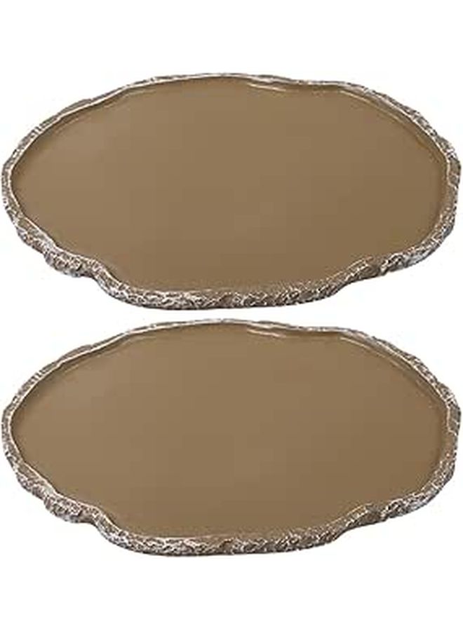 2 Pcs Resin Reptile Water And Food Feeding Bowls For Tortoises And Lizards Terrarium Pet Dishes - Image 1