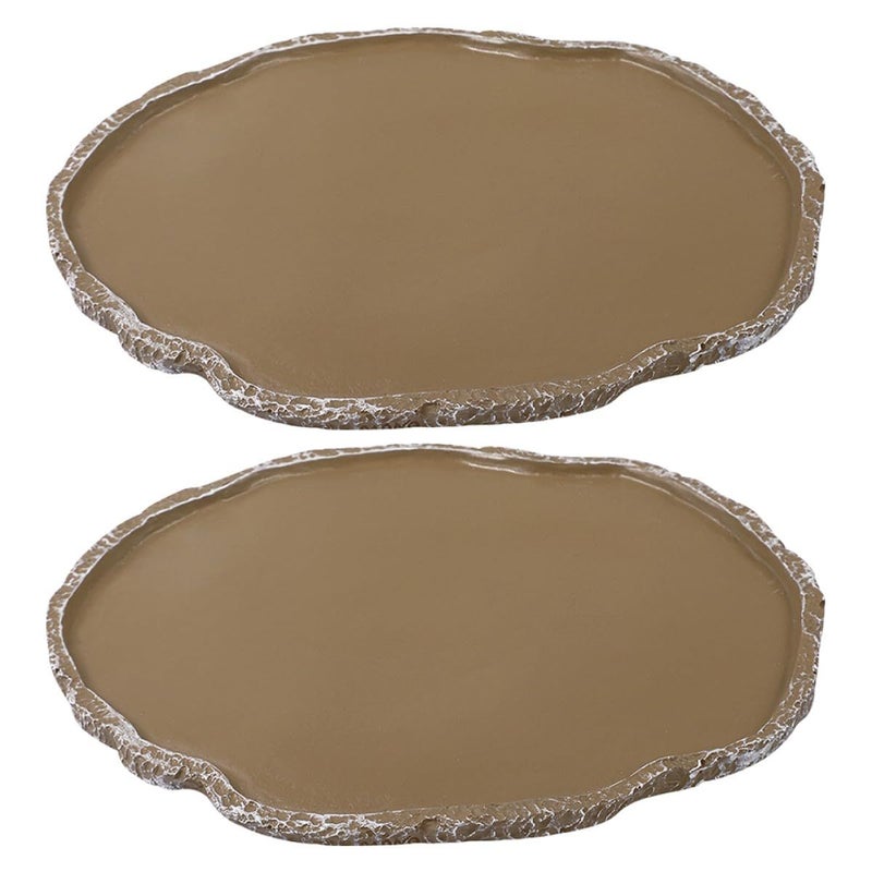 2 Pcs Resin Reptile Water And Food Feeding Bowls For Tortoises And Lizards Terrarium Pet Dishes - Image 2