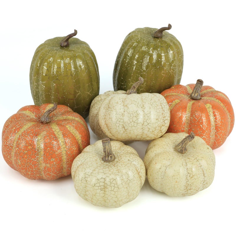 Ghrdopy Fake Pumpkins  8 Pcs Plastic Pumpkins  Artificial Pumpkins for Decorating Thanksgiving Halloween Seasonal Holiday Decor Decoration-E - Image 1