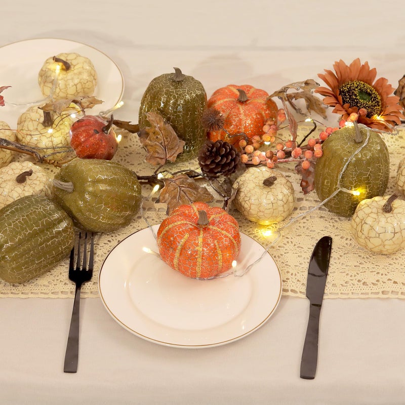 Ghrdopy Fake Pumpkins  8 Pcs Plastic Pumpkins  Artificial Pumpkins for Decorating Thanksgiving Halloween Seasonal Holiday Decor Decoration-E - Image 4