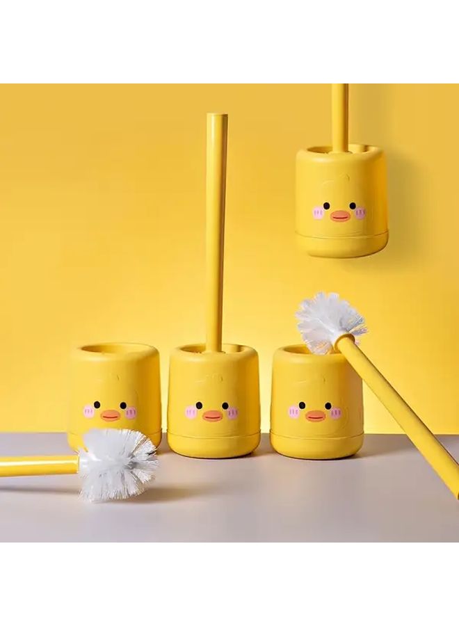 Yellow Duck Shaped Toilet Brush With Holder Durable Plastic Bathroom Accessory - Image 5