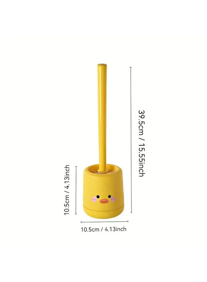 Yellow Duck Shaped Toilet Brush With Holder Durable Plastic Bathroom Accessory - Image 3