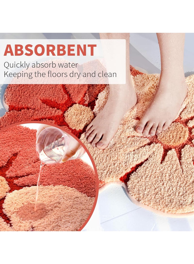 general Bath mat, soft thickened microfibre lovely flowers bathroom rug, absorbent quick drying non-slip bathtub floor mat, machine washable - Image 3