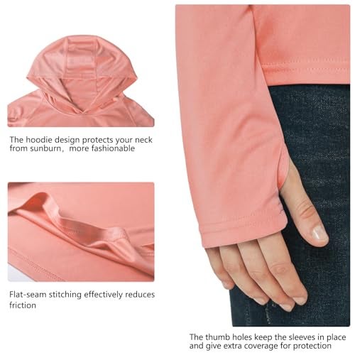 Willit Women's UPF 50+ Sun Protection Hoodie SPF Shirt Long Sleeve Hiking Fishing Outdoor Shirt Lightweight Hoodie Pink L - Image 4