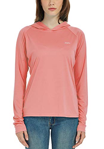 Willit Women's UPF 50+ Sun Protection Hoodie SPF Shirt Long Sleeve Hiking Fishing Outdoor Shirt Lightweight Hoodie Pink L - Image 3