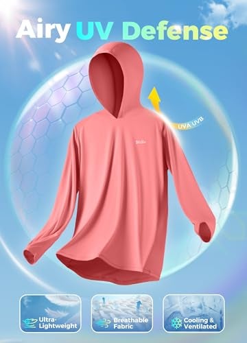 Willit Women's UPF 50+ Sun Protection Hoodie SPF Shirt Long Sleeve Hiking Fishing Outdoor Shirt Lightweight Hoodie Pink L - Image 5
