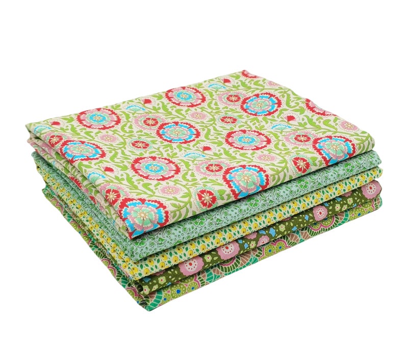 iNee Green Fat Quarters Fabric Bundles Precut Cotton Fabric Squares for Sewing Quilting 18 x 22 inches Green - Image 2