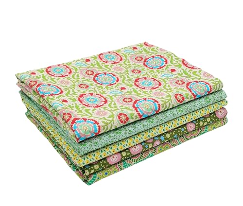 iNee Green Fat Quarters Fabric Bundles Precut Cotton Fabric Squares for Sewing Quilting 18 x 22 inches Green - Image 1