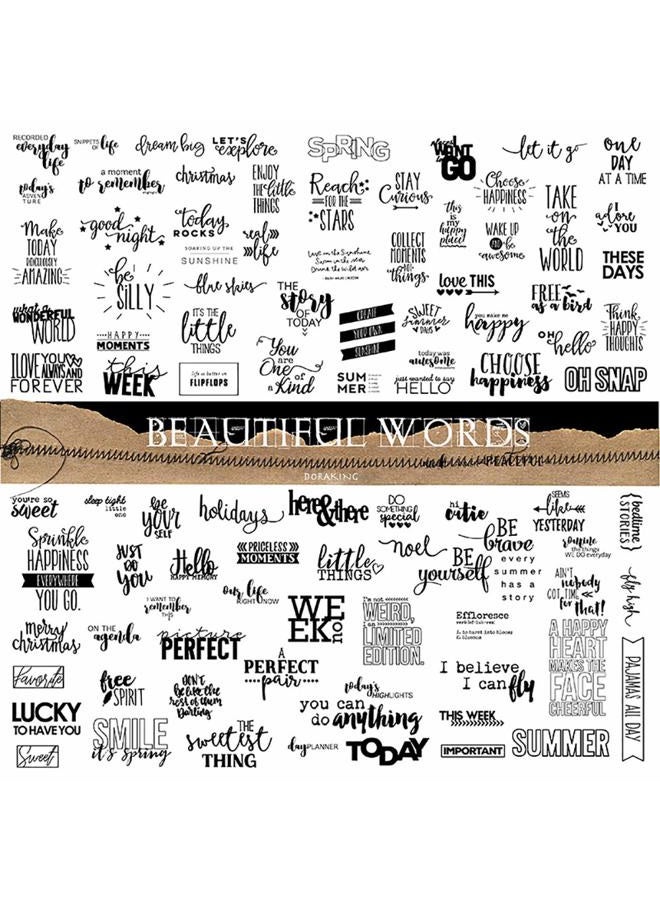 Doraking 90PCS Vintage Nice Words Sentences Sweet Happiness Stickers for Decoration Laptop Scrapbook Windows - Doraking No-Repeat Vintage Words Stickers - Image 1
