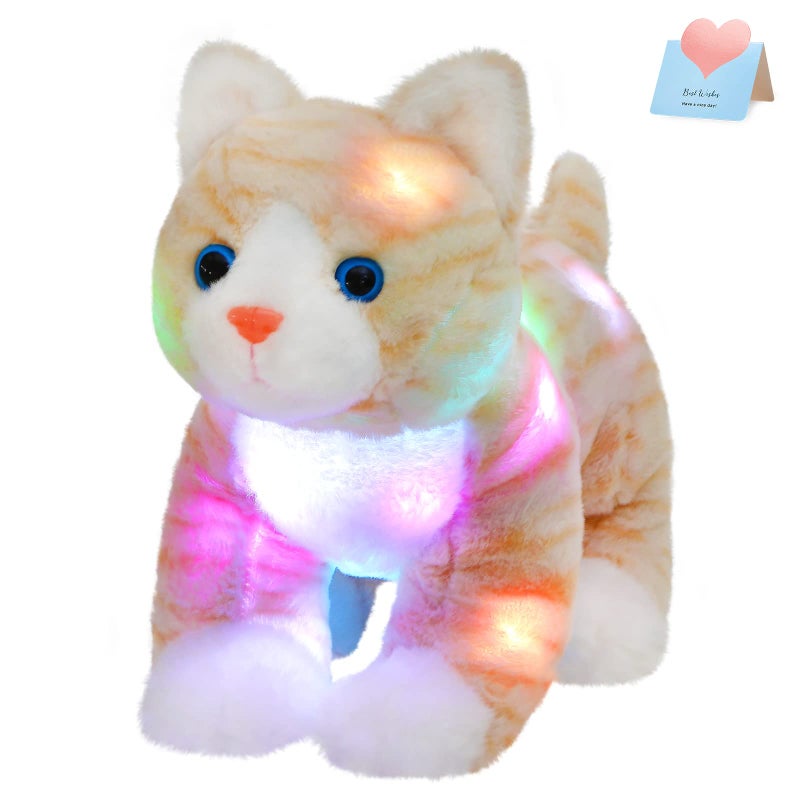 Glow Guards 14 Light up Kitty Stuffed Animal Soft Realistic Cat Plush Toy with LED Night Lights Glow Birthday Childrens Day Gifts for Toddler Kids - Image 3