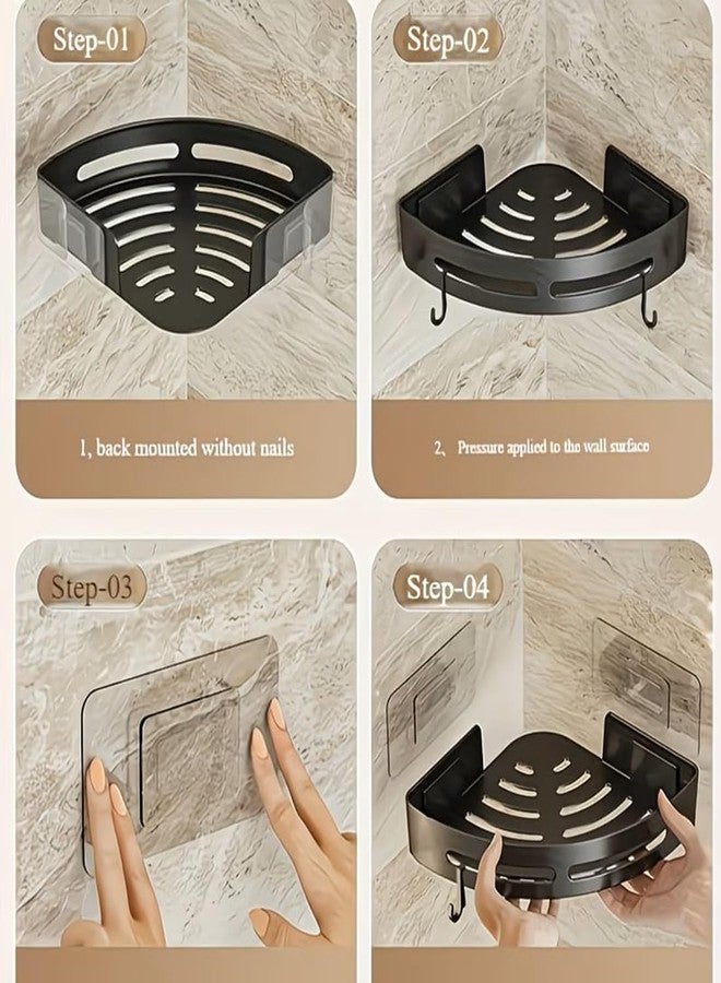 DODGE 'N WOLVES Pack of 3, Self Adhesive ABS Plastic Bathroom Corner Shelf for Wall Shelf Organizer Wall Mounted Bathroom Shelves Rack Holder Stand for Bathroom Organiser Without Drill - Image 2