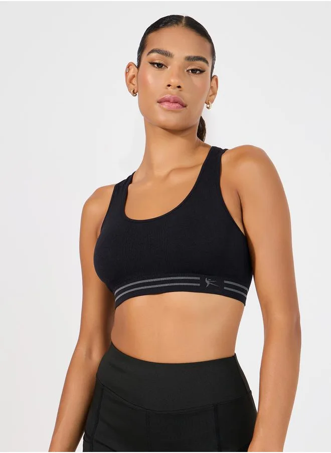 Styli Pack of 2 - Double Stripe Waist Strap Sports Bra