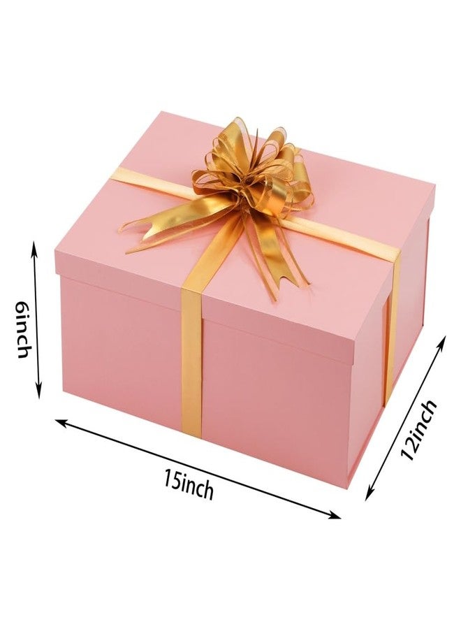 UoeRing Pink Large Gift Box 1Pcs 15x12x6 inch,luxury Gift Box with Lid for Birthday Christmas Valentine's Day Mother's Day (Includes Pull Bows,Card,Envelope,Filler - Image 3