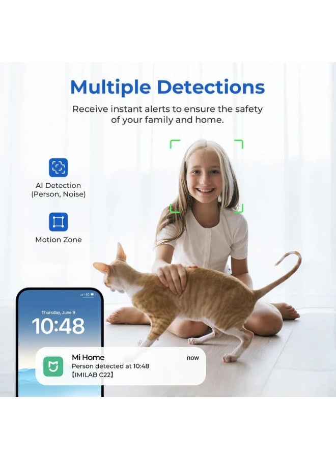 IMILAB C22 3K WiFi Indoor Security Camera | 360° Rotation | Two-Way Audio | Color Night Vision | Motion, Human & Noise Detection | App Control | Plug-in Design - Image 5