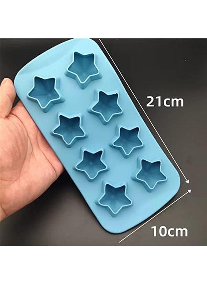 IBAMA - Star Shaped Silicone Ice Cube Tray Freeze Mold Maker Tools Club Bar Party Use For Making Jelly Gummy Pudding Candy Ice Cream Chocolate Ice Diy Blue - Image 1