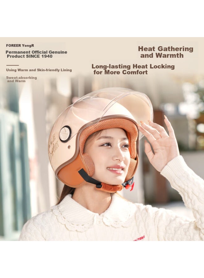 Forever 3c Certified Electric Bike Helmet Summer Sun Protection Breathable Motorcycle Personalized Warm Safety Helmet Uni Four Seasons Universal Electric Scooter Anti-fog T68 Long Visor [cloud Gray - Image 3