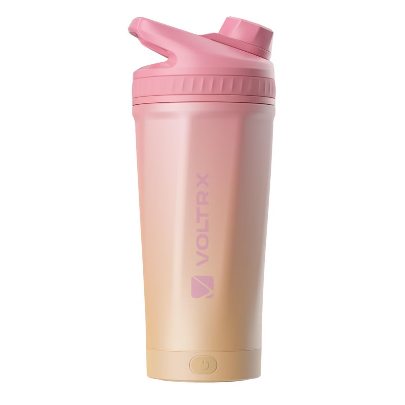 VOLTRX ChillMix Shaker Bottle Insulated Stainless Steel USB C Rechargeable Electric Protein Shake Mixer Shaker Cups for Protein Shakes and Meal Replacement Sunset Rose 16 oz - Image 2