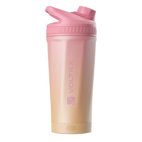 VOLTRX ChillMix Shaker Bottle Insulated Stainless Steel USB C Rechargeable Electric Protein Shake Mixer Shaker Cups for Protein Shakes and Meal Replacement Sunset Rose 16 oz - Image 1