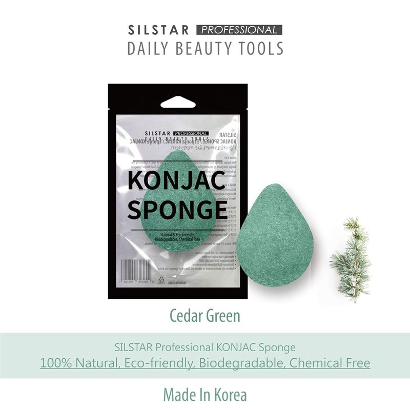 SILSTAR PROFESSIONAL SILSTAR PROFESSIONAL Konjac Facial Sponge Tear Drop Cedar Green 203  Our Konjac Sponge Offers an Amazing Cleansing and Shaving Experience  - Image 2