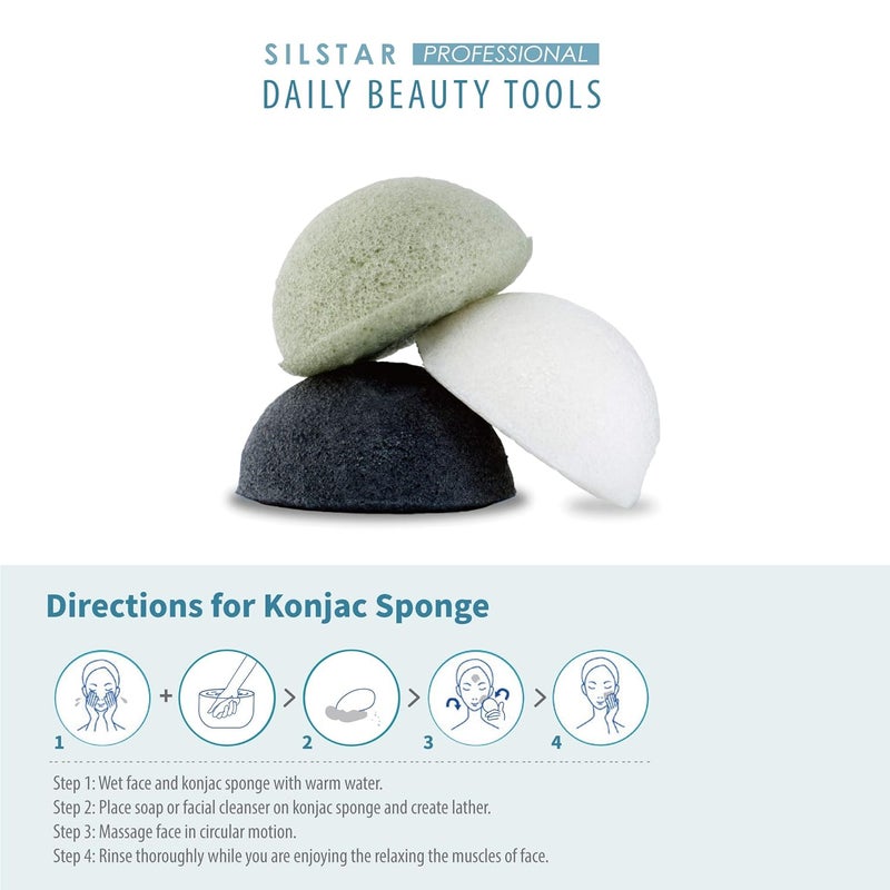 SILSTAR PROFESSIONAL SILSTAR PROFESSIONAL Konjac Facial Sponge Tear Drop Cedar Green 203  Our Konjac Sponge Offers an Amazing Cleansing and Shaving Experience  - Image 3