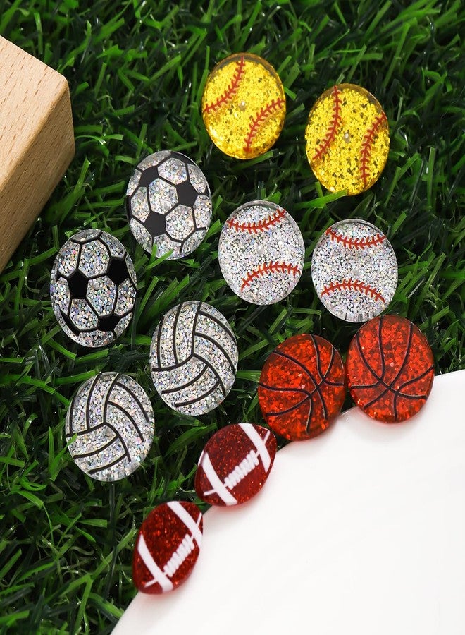 Kzl 6 Pairs Cute Sport Acrylic Stud Earrings Set for Women Football Baseball Basketball Volleyball Soccer Softball Glitter Stud Earrings Soprt Lover Jewelry Game Day Accessories Gifts-6 Pairs - Image 4
