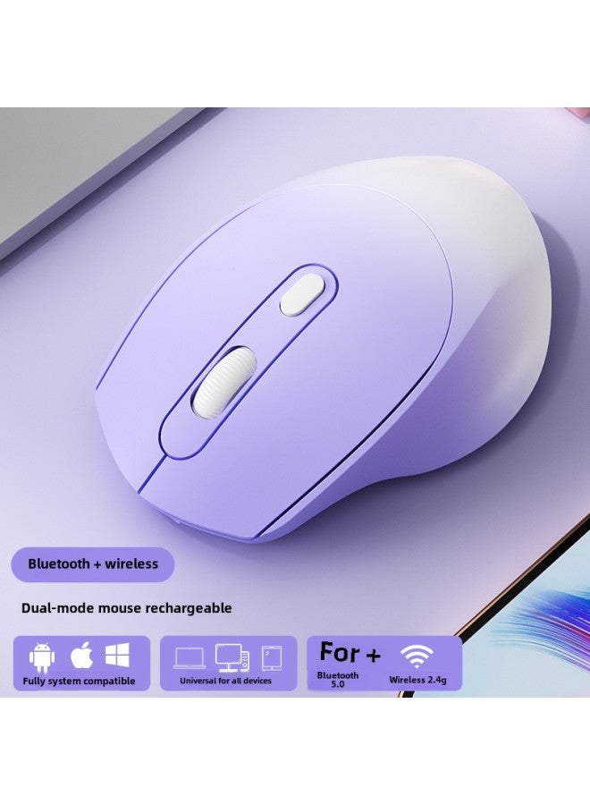 Wireless Mouse Bluetooth Office Silent Rechargeable Unlimited Mouse Girls Cute Laptop External-Specifications:[Gradient Purple] Bluetooth + 2.4G Wireless Version ★ ErGonomic DesiGn ★ CharGinG Silent  - Image 1