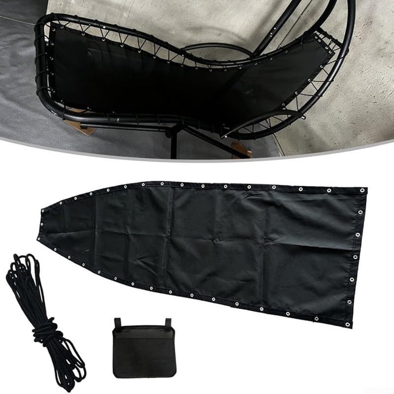 Black Replacement Seat Cover For Textilene Hanging Swing Chair 2pcs Without Pockets - Image 5