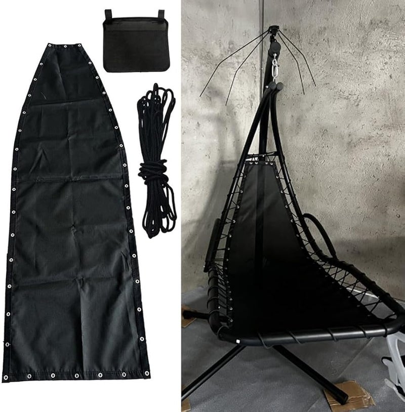 Black Replacement Seat Cover For Textilene Hanging Swing Chair 2pcs Without Pockets - Image 3