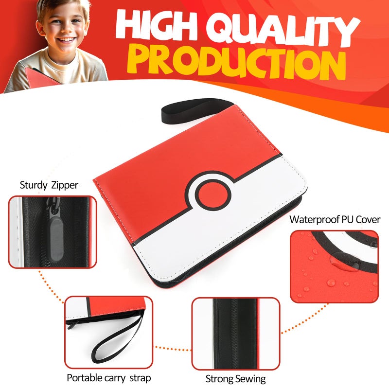 HOHOM Collectible Trading Card Binder, 400 Pockets Card Holder with 50 Removable Sleeves, Portable Collection Binder Album Book Case Storage, Zipper Card Protective Sleeves for TCG, Sports Card - Image 3