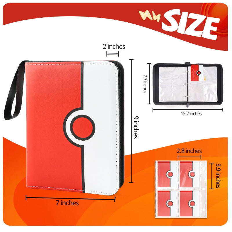 HOHOM Collectible Trading Card Binder, 400 Pockets Card Holder with 50 Removable Sleeves, Portable Collection Binder Album Book Case Storage, Zipper Card Protective Sleeves for TCG, Sports Card - Image 2
